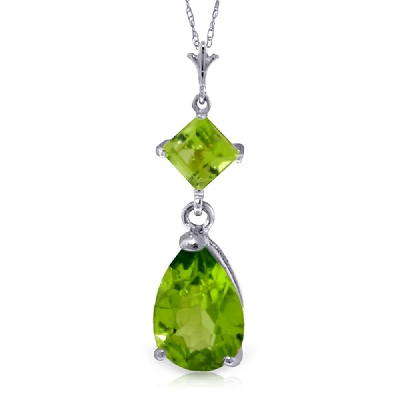 Antique silver necklaces-2 Carat 14K White Gold Embodiment Peridot Necklace