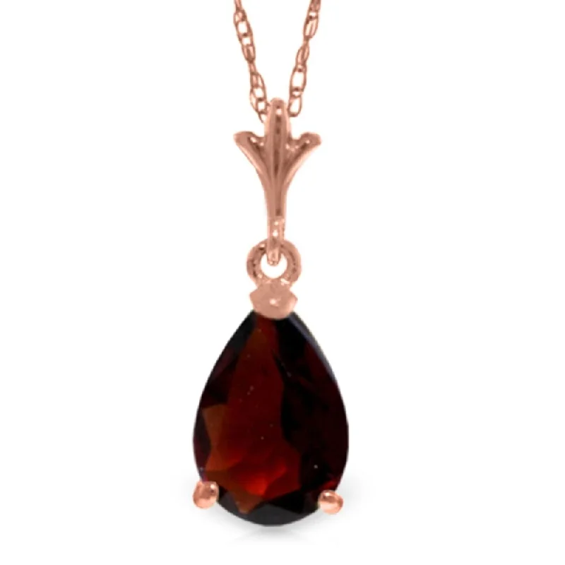 Thin yarn necklaces-1.5 Carat 14K Rose Gold Pear Garnet Necklace