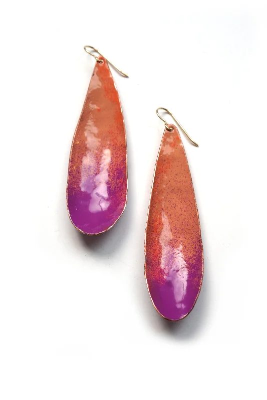 Long Chroma Earrings in Dusty Rose and Radiant Orchid