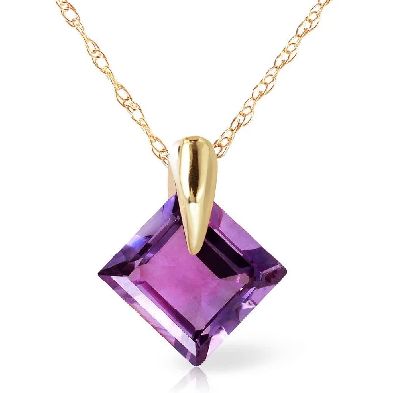 Dainty charm necklaces-1.16 Carat 14K Gold Necklace Natural Purple Amethyst