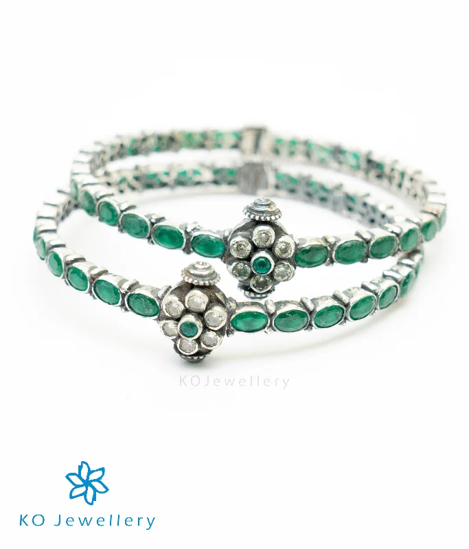 Clear gem bangles-The Arohi Silver Kemp Bracelet (Oxidised/Size/2.2/2.4/2.6)