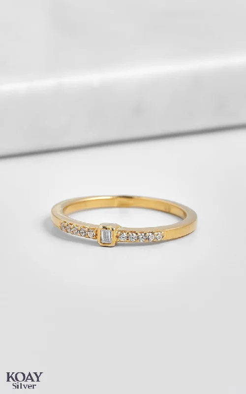 Wide gold rings-Zircon Ring (084-GP)