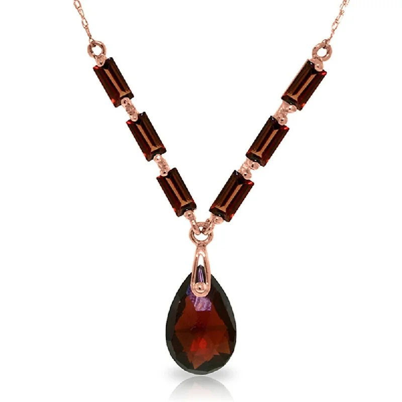 Wave pattern necklaces-14K Solid Rose Gold Necklace with Natural Garnets