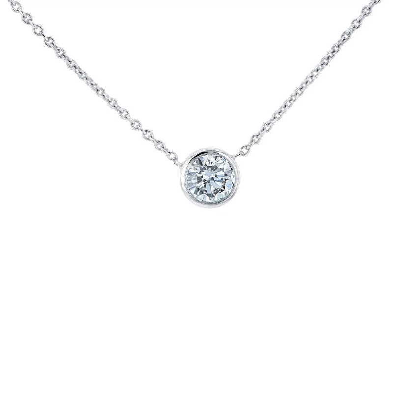 Crystal-twisted necklaces-Annello by Kobelli 14k Gold Lab Grown Diamond Solitaire 1/2 Carat Bezel Necklace