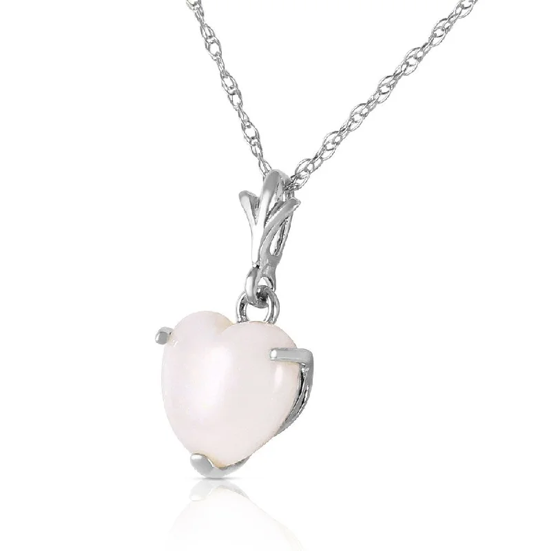 Retro deco necklaces-0.65 Carat 14K Solid White Gold Necklace Natural Heart Opal