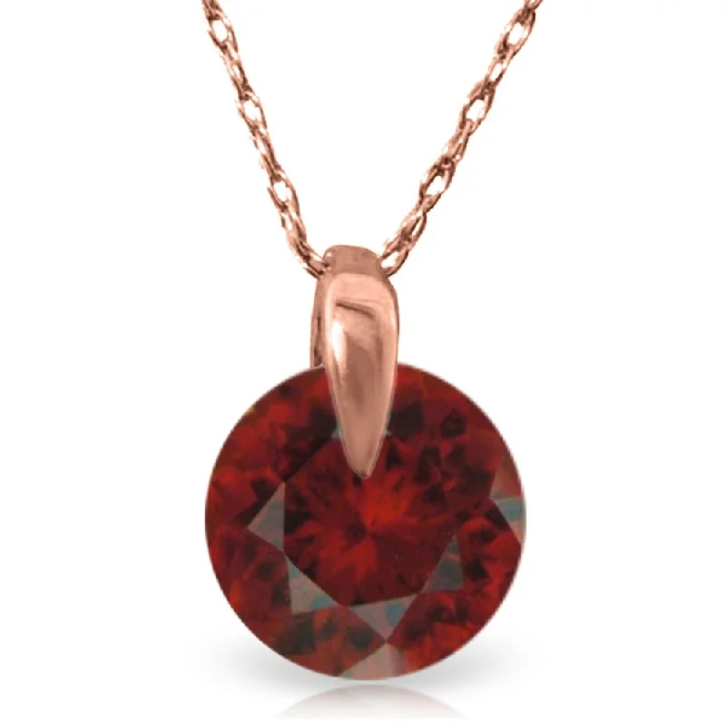 Satin gloss necklaces-1 Carat 14K Solid Rose Gold Sundisk Garnet Necklace