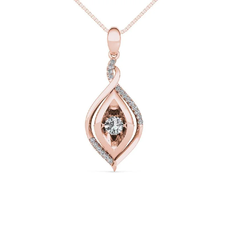 Frosted glass necklaces-De Couer 10K Rose Gold 1/4ct TDW Dancing Diamond Necklace - Pink