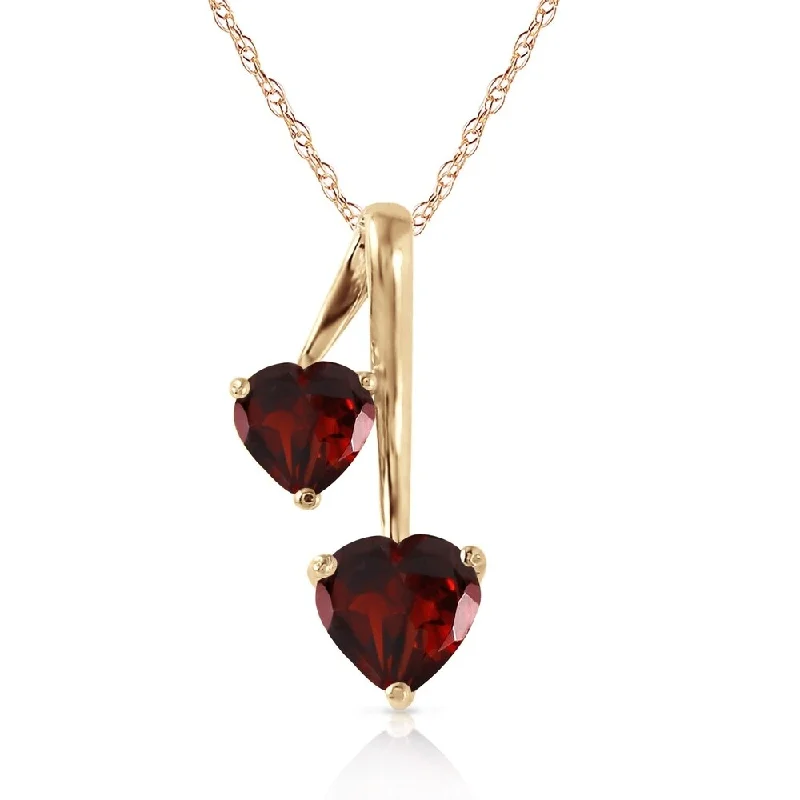 Citrine pendant necklaces-1.4 Carat 14K Gold Hearts Necklace Natural Garnet