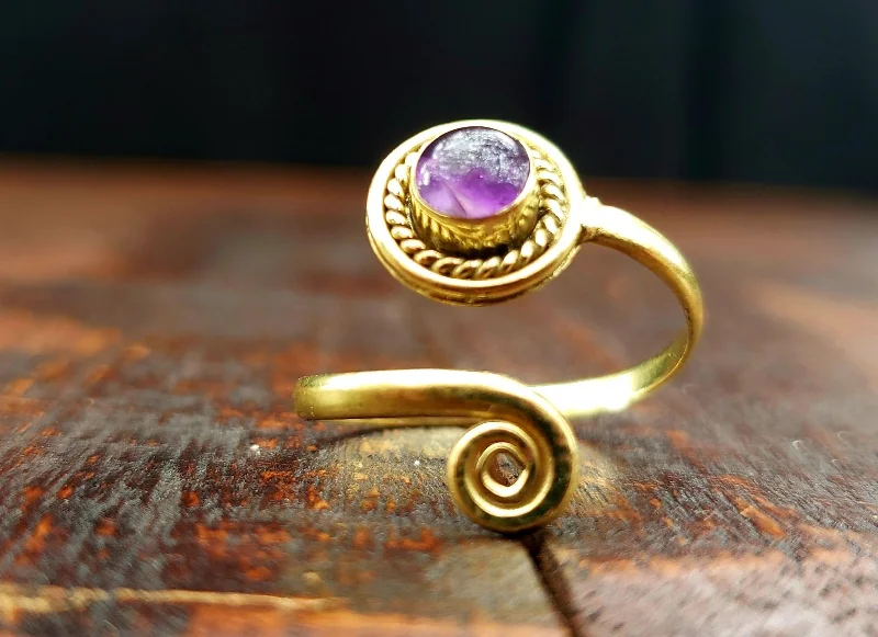 Victorian charm rings-Adjustable Amethyst Ring