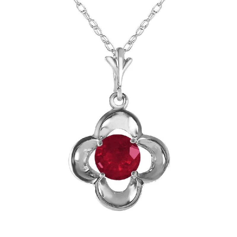 Faith charm necklaces-0.55 Carat 14K White Gold Praise Joy Ruby Necklace