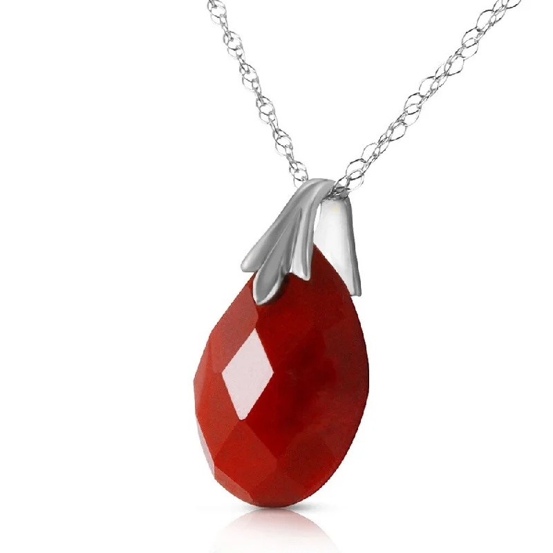 Dual stone necklaces-14K Solid White Gold Necklace withNatural Diamondyed Ruby