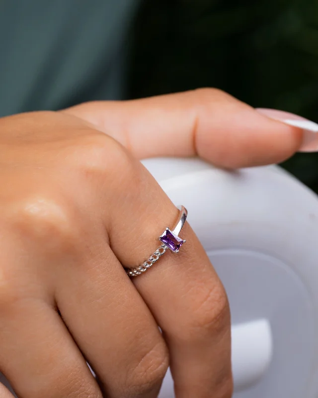 Flat twist rings-Zircon Ring (091) Purple