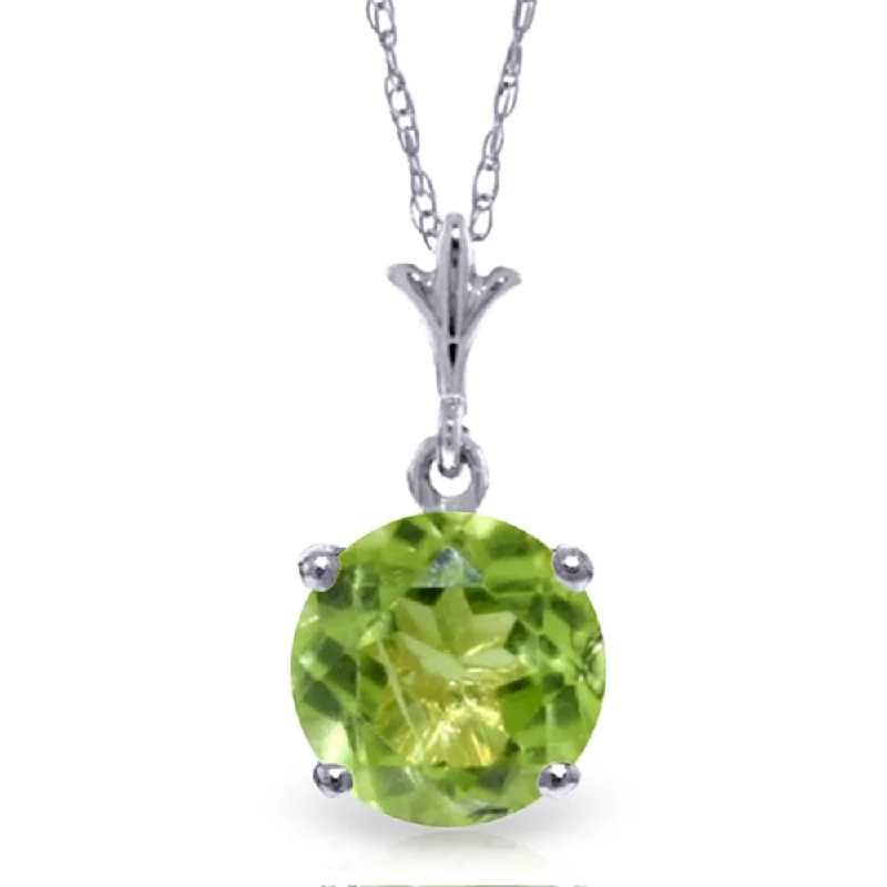 Thin bead necklaces-1.15 Carat 14K White Gold Intensely Peridot Necklace