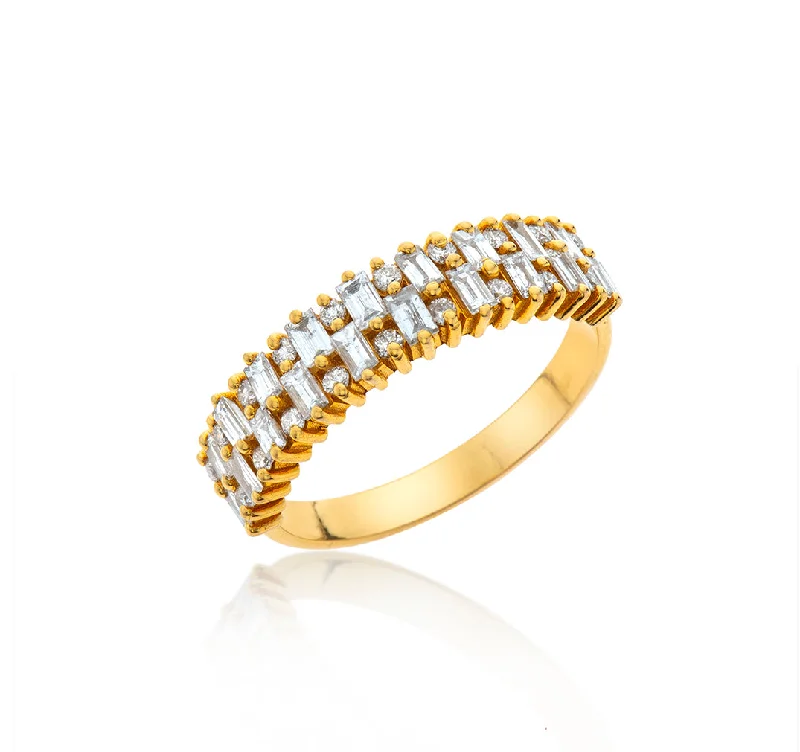 Sleek design rings-Nava Zahavi 14K Baguette Diamond Ring