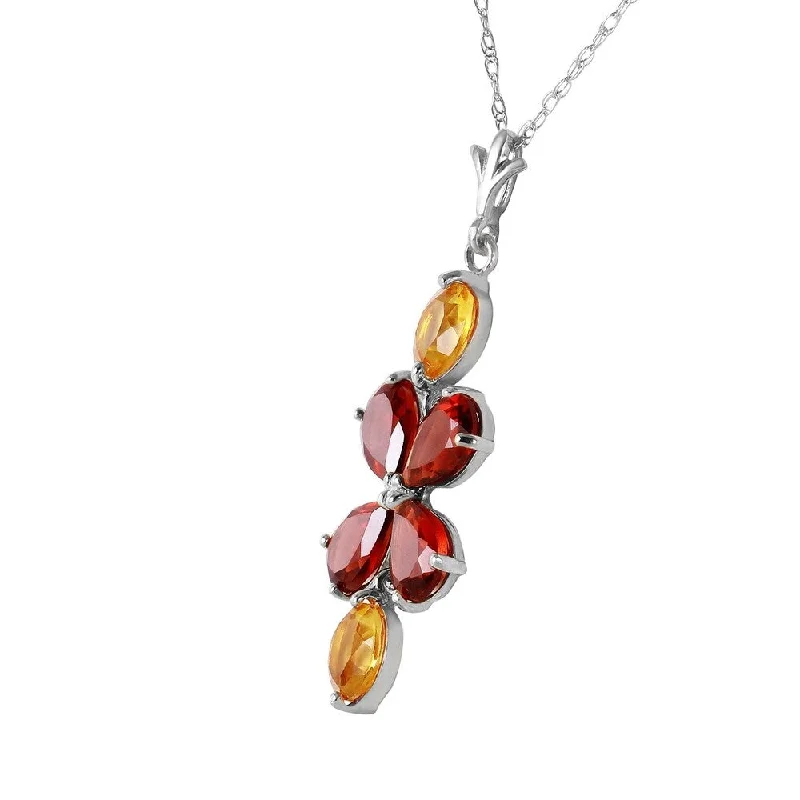 Soft silk necklaces-3.15 Carat 14K Solid White Gold Opposites Attract Garnet Citrine Necklace