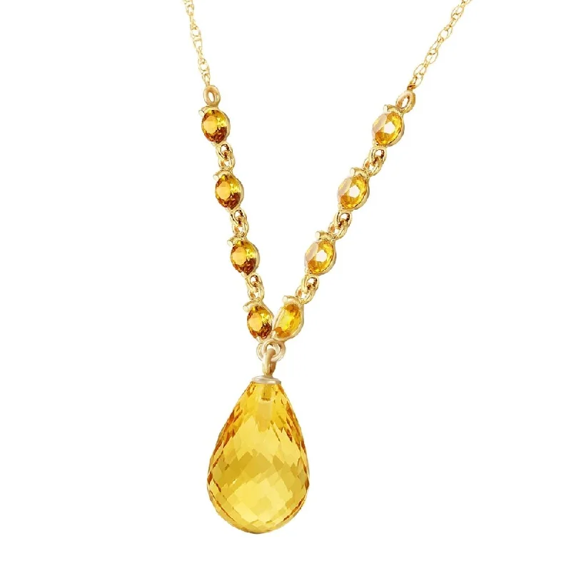 Petal design necklaces-11.5 CTW 14K Solid Gold Impossible Otherwise Citrine Necklace