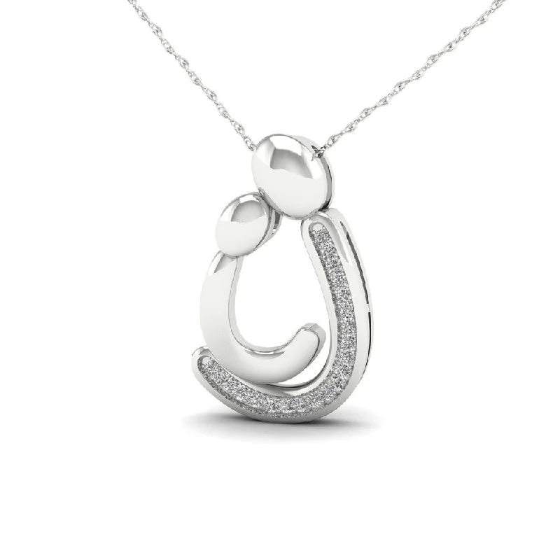 Oval shape necklaces-De Couer IGI Certified 1/20ct TDW Diamond Motherly Love Necklace - White