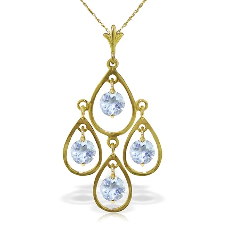 Woven tribal necklaces-1.2 Carat 14K Gold Love Droplets Aquamarine Necklace