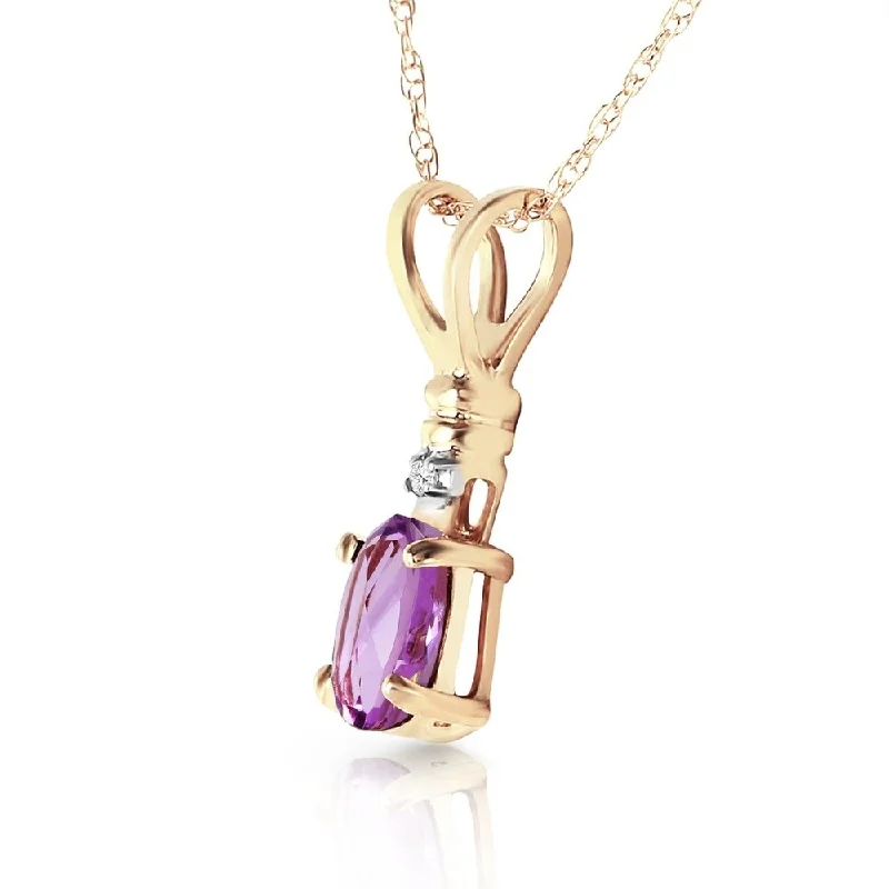 Surf motif necklaces-0.46 Carat 14K Solid Gold Applause Amethyst Diamond Necklace