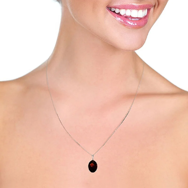 Aged charm necklaces-6 CTW 14K Solid White Gold Necklace Oval Garnet