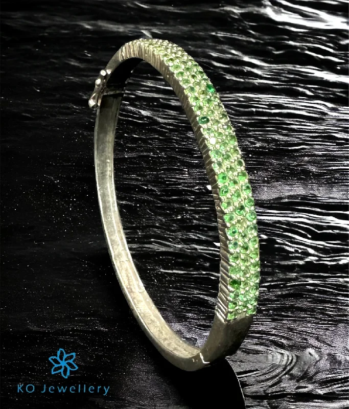 Elegant design bangles-The Green Glitter Silver Openable Bracelet