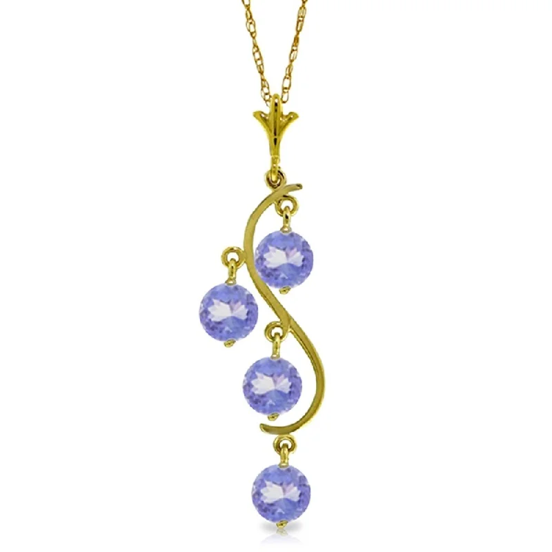 Jazz age necklaces-2 Carat 14K Gold Spring Night Tanzanite Necklace