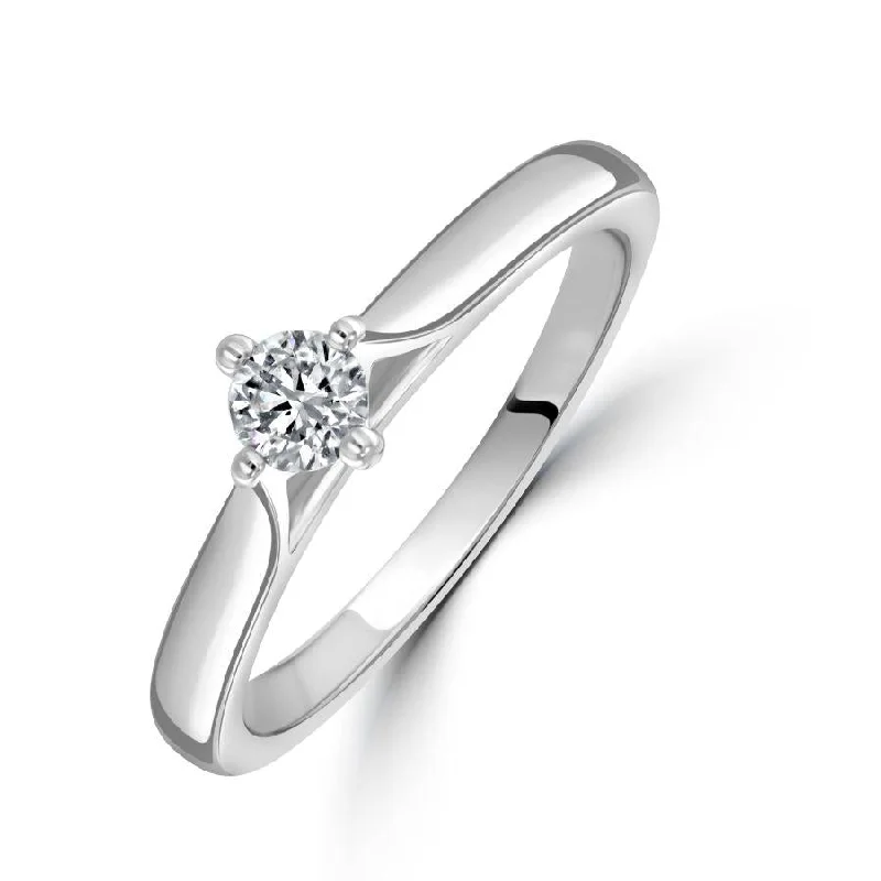 Carved initial engagement rings-0.25ct Round Brilliant Cut Diamond Solitaire 18ct White Gold Ring