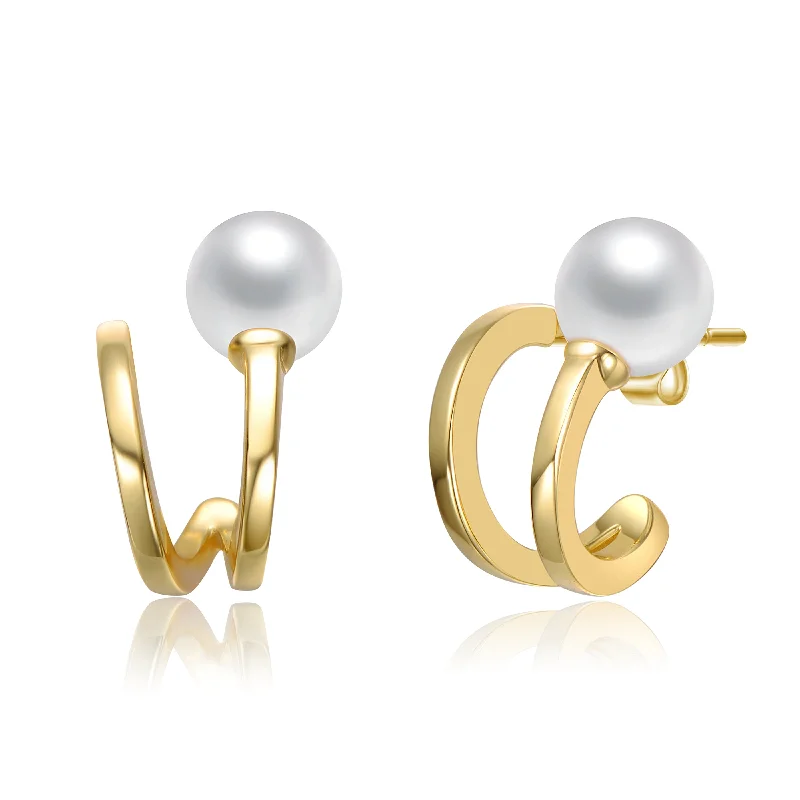 Delphine Pearl Curved Earrings