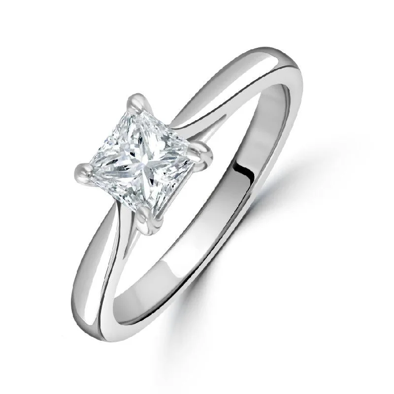 Oval diamond engagement rings-0.71ct Princess Cut Diamond Solitaire Platinum Ring