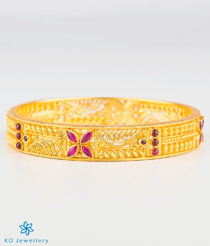 Citrine bangles-The Mithila Silver Kempu Bangle (Size/2.2/2.4/2.6/2.8)