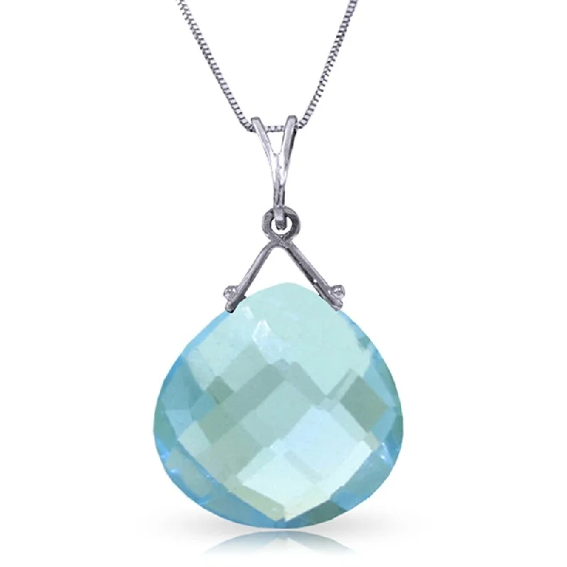 Old style necklaces-8.5 Carat 14K Solid White Gold Instrument Of A Giver Blue Topaz Necklace