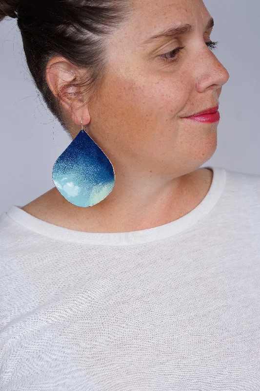 Chroma Statement Earrings in Azure Blue and Faded Teal