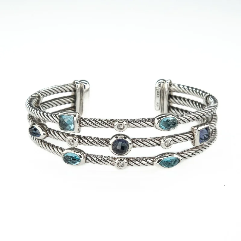 Bead charm bangles-David Yurman Confetti Diamond Cuff in Sterling Silver