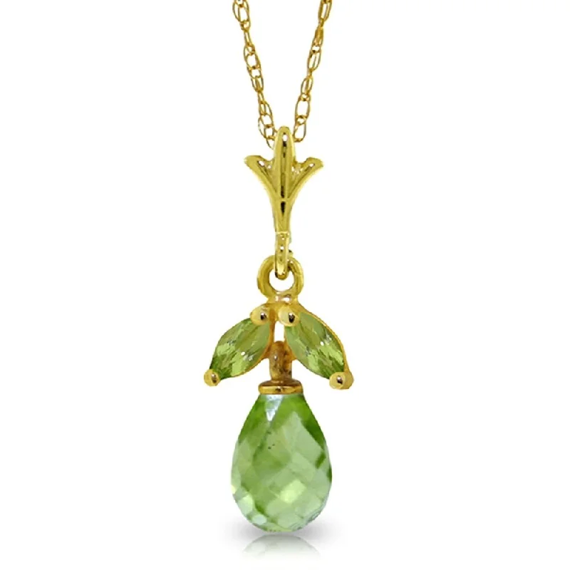 Lapis stone necklaces-1.7 Carat 14K Gold Flesh and Spirit Peridot Necklace