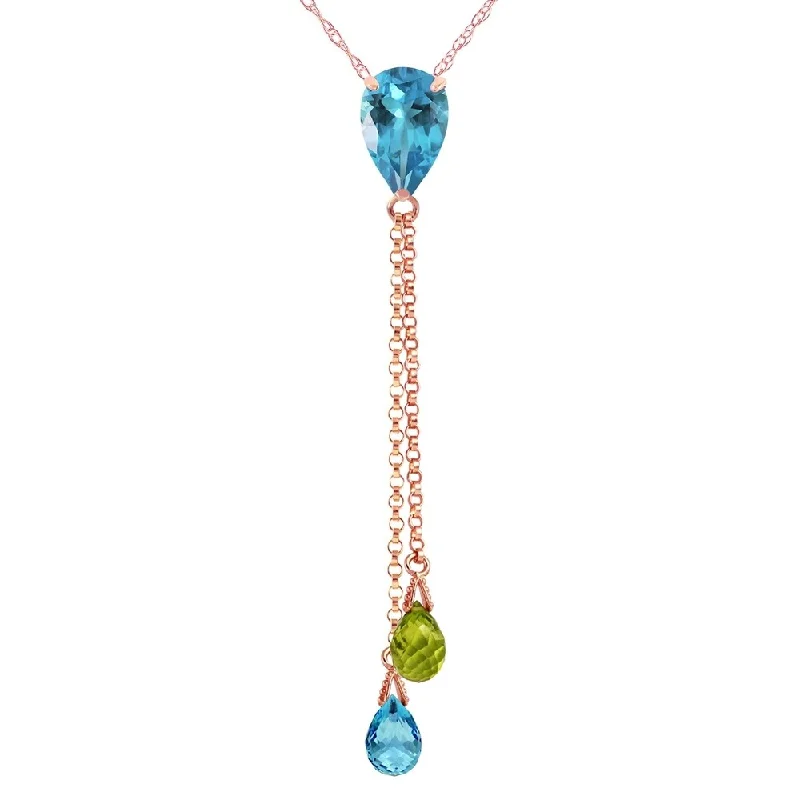 Vivid stone necklaces-14K Rose Gold Necklace w/ Blue Topaz & Peridot