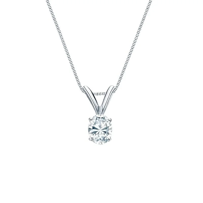 Bold art necklaces-Auriya 14K Gold Lab Grown Oval Diamond Solitaire Necklace 4-Prong Basket 0.25 to 5.00 ct. tw. (F-G VS)