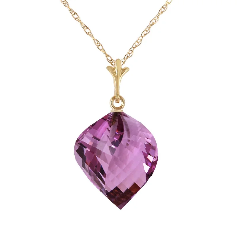 Oval stone necklaces-10.75 Carat 14K Solid Gold Necklace Twisted Briolette Amethyst