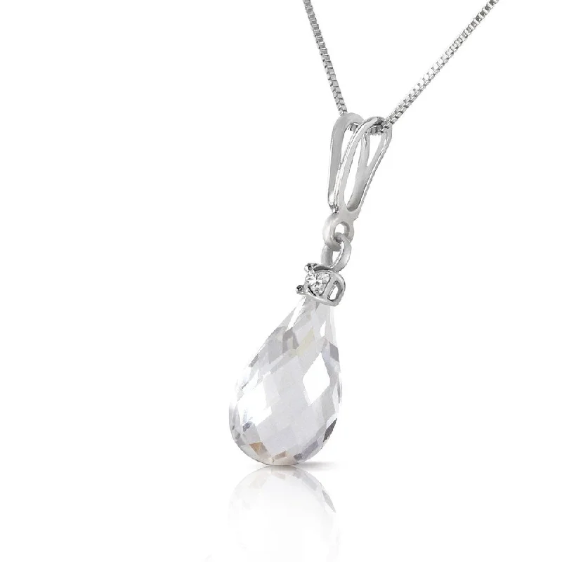 Topaz necklaces-2.3 Carat 14K Solid White Gold These Skies White Topaz Diamond Necklace