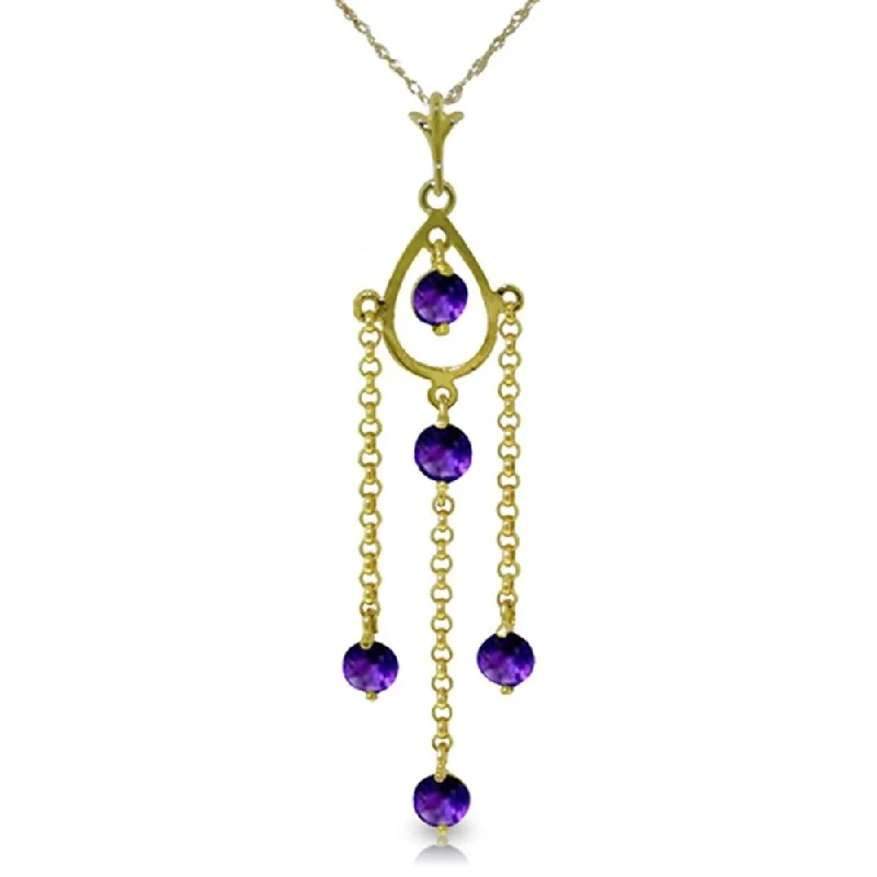 Tie-style necklaces-1.5 CTW 14K Solid Gold Simply Sweet Amethyst Necklace