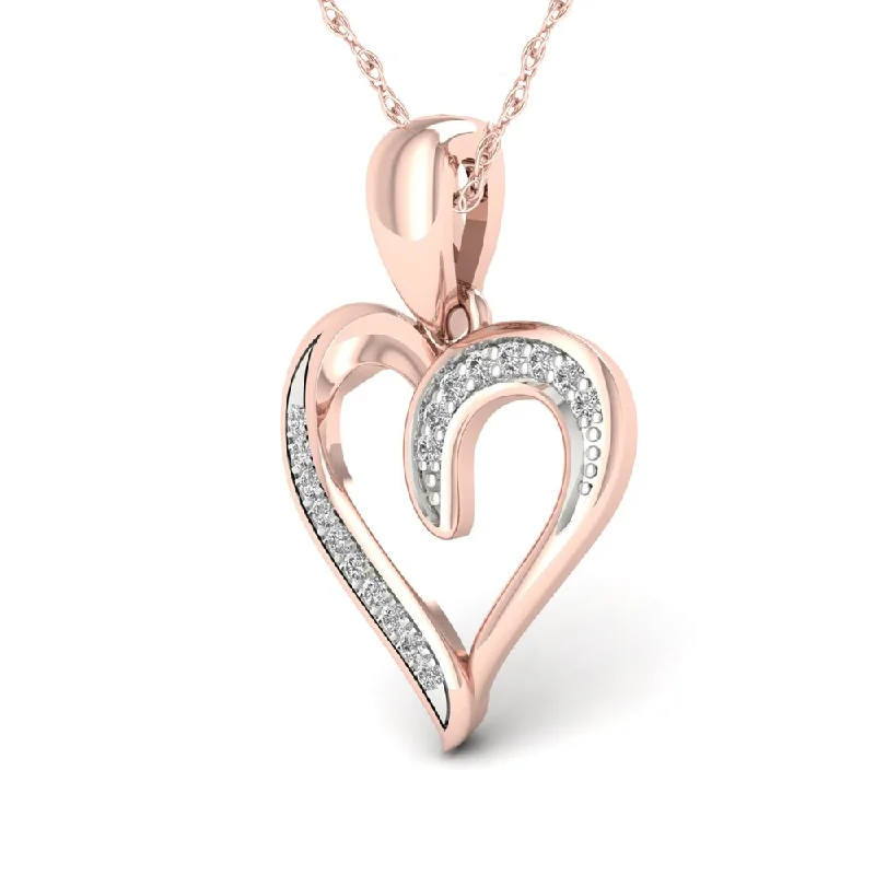 Onyx healing necklaces-De Couer 10K Rose Gold 1/20ct TDW Diamond Necklace - Pink