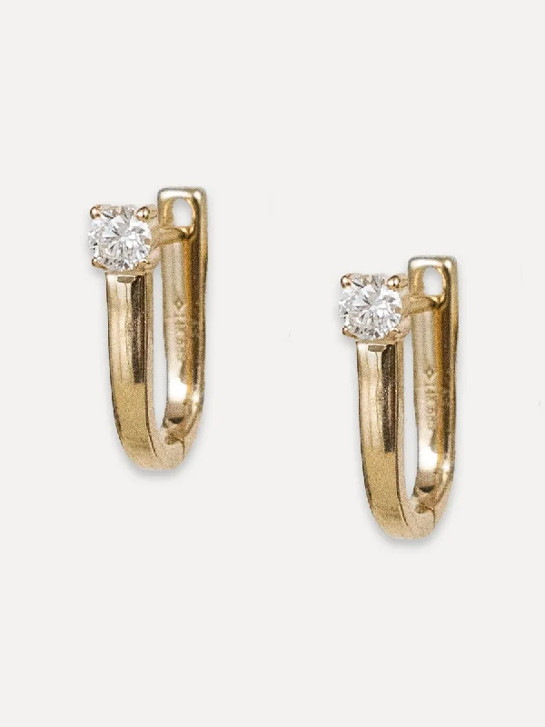 14K Diamond Modern U-Shaped Huggies