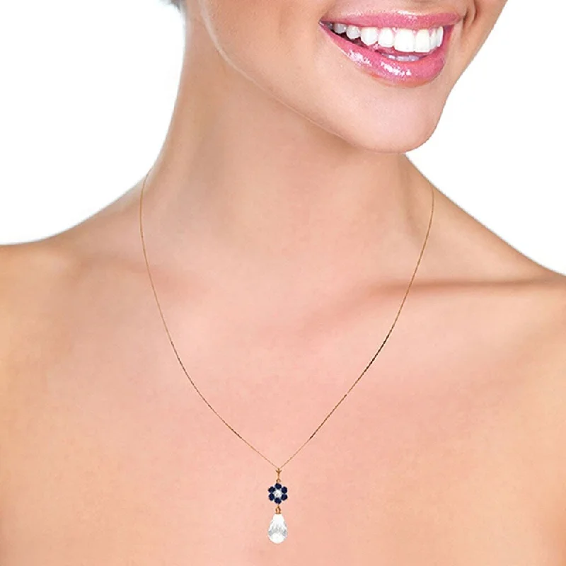 Regal diamond necklaces-2.78 Carat 14K Solid Rose Gold Necklace Sapphire, White Topaz Diamond