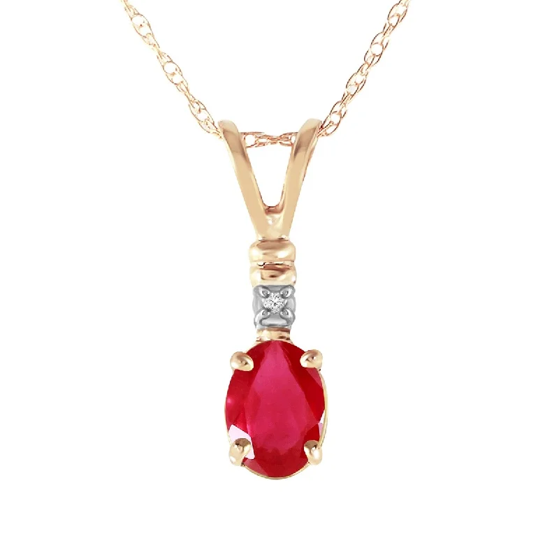 Bold cross necklaces-0.46 Carat 14K Solid Gold Pulse Natural Ruby Diamond Elegant Necklace