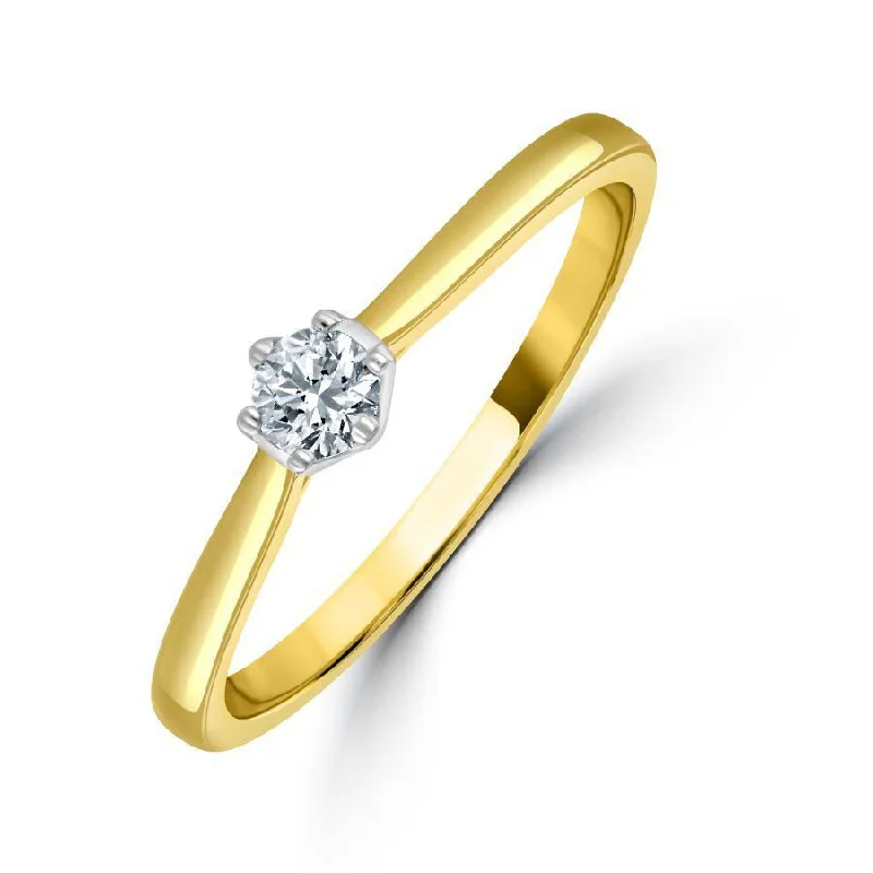 Vintage flair engagement rings-0.15ct Round Brilliant Cut Diamond Soliatire 18ct Yellow Gold Ring