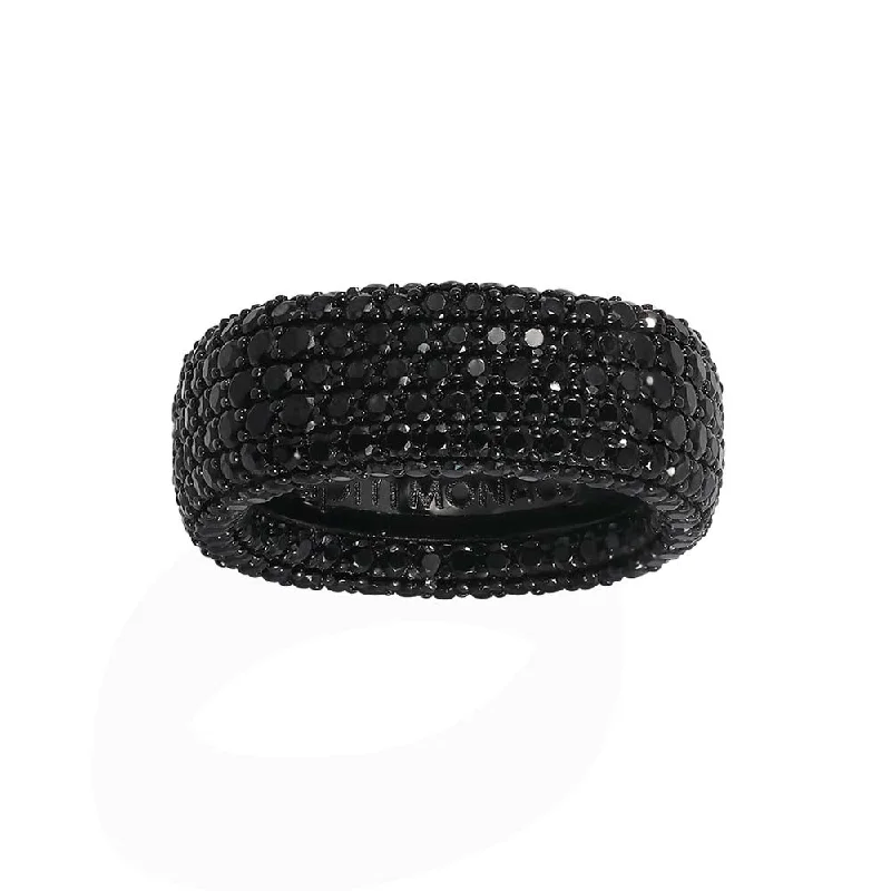 Solid gem rings-Black Chunky Pavé Ring