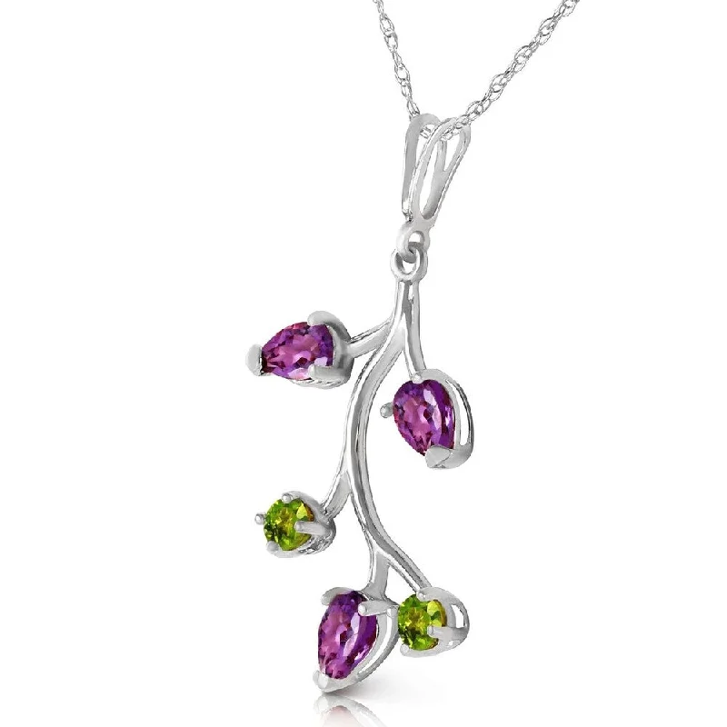 Wide link necklaces-0.95 Carat 14K Solid White Gold Done It All Amethyst Peridot Necklace