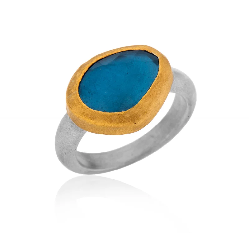 Thick band rings-Nava Zahavi Shimmers Blue Ring