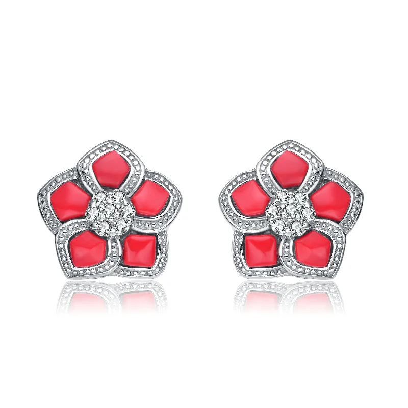 Jeanne Coral Flower Earrings