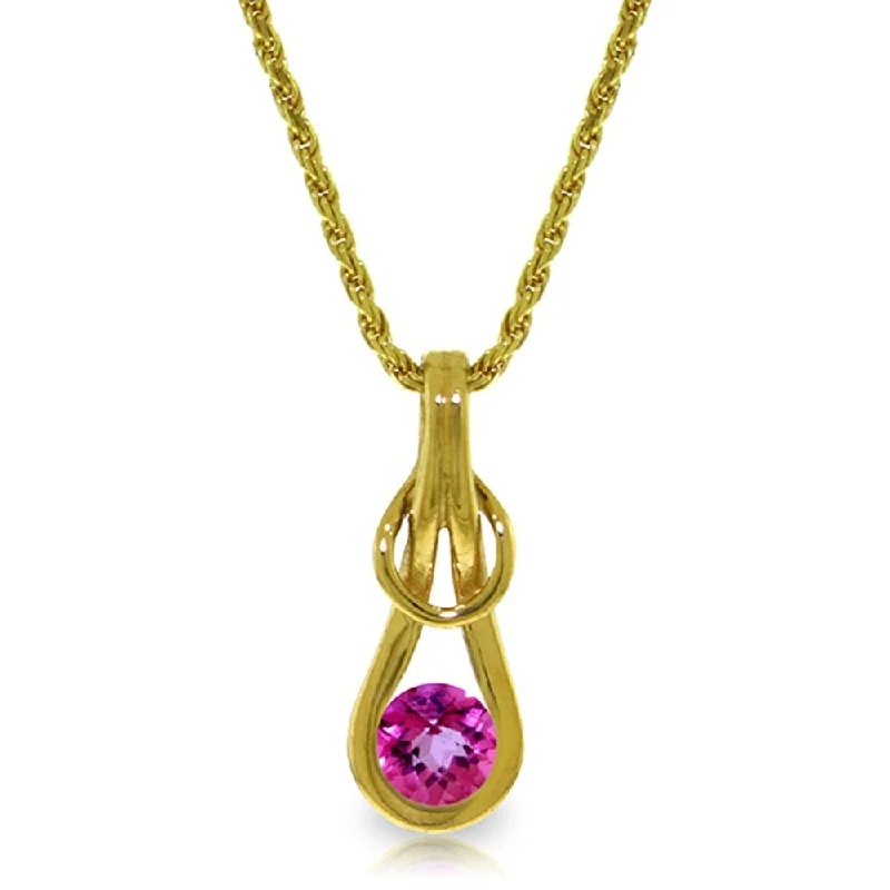 Tight clasp necklaces-0.65 Carat 14K Solid Gold No Barriers Pink Topaz Necklace