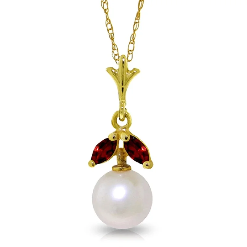 Turquoise gem necklaces-2.2 Carat 14K Gold Necklace Natural Pearl Garnet